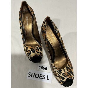 Womans Nine West Bonfire Open Toe Leopard Print Platform Pumps 7.5 M